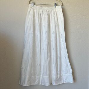 A New Day White Eyelet Maxi Skirt Cotton Boho Cottagecore Summer Size M